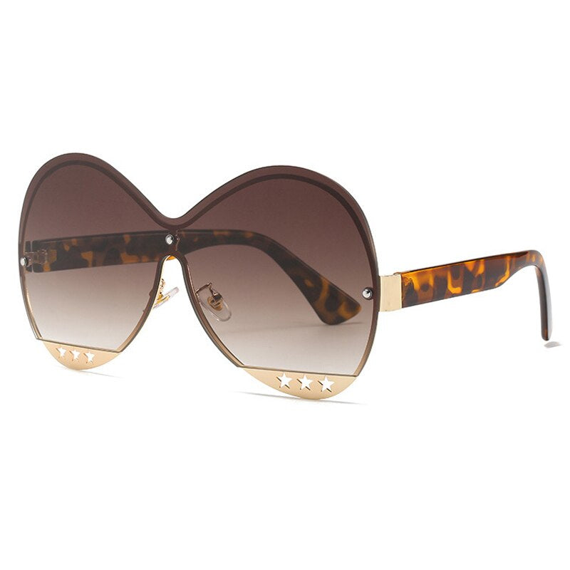 Gradient Glam Hollowed-Out Oversize Round Sunglasses - Flossy Mom