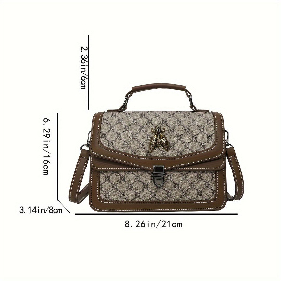 Geometric Pattern Strap Bee Pendant PU Leather Handbags - Flossy Mom