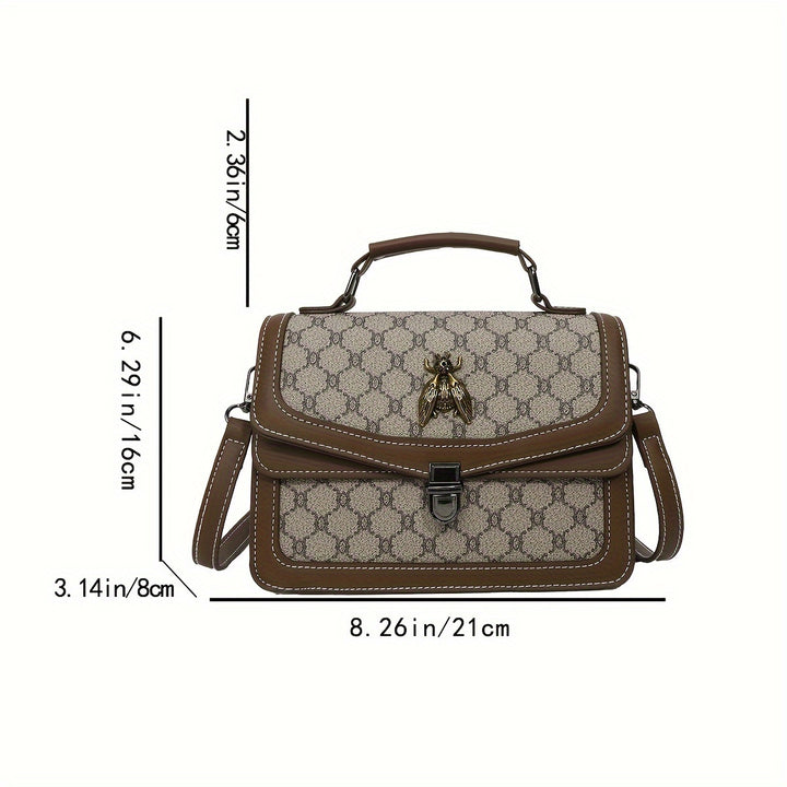 Geometric Pattern Strap Bee Pendant PU Leather Handbags - Flossy Mom