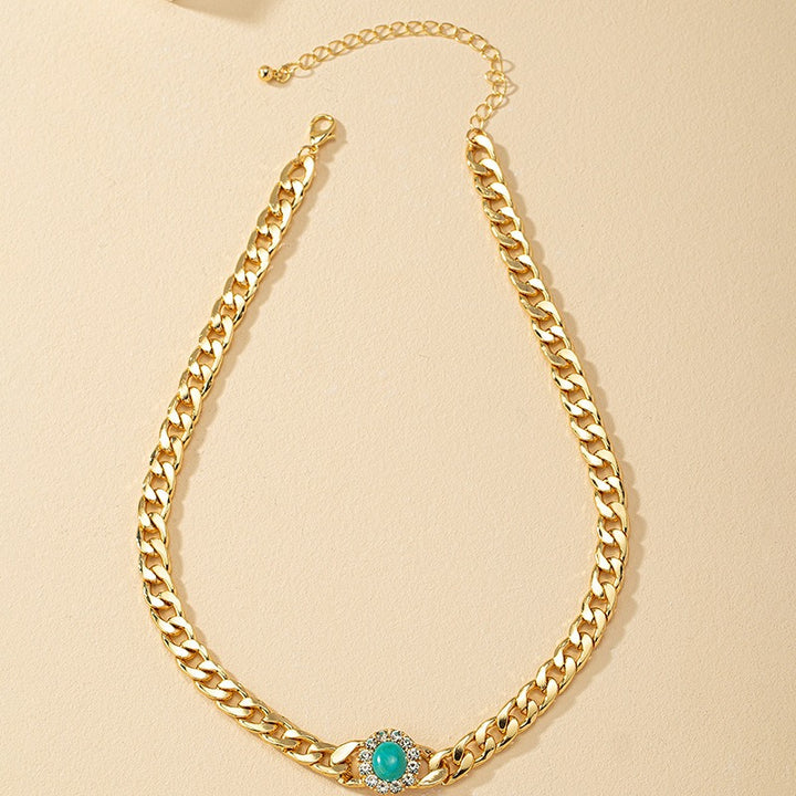 **Diamonds** **Turquoise** Thick Chain **Women's** **Necklace**