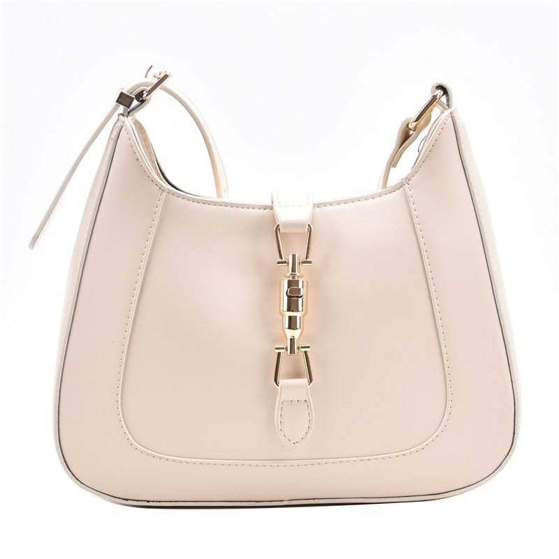 Women's Designer Gold Lock Crossbody Handbag in White — Flossy Mom
