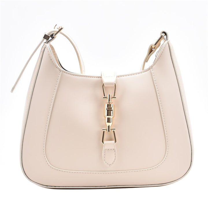 Women's Designer Gold Lock Crossbody Handbag in White — Flossy Mom