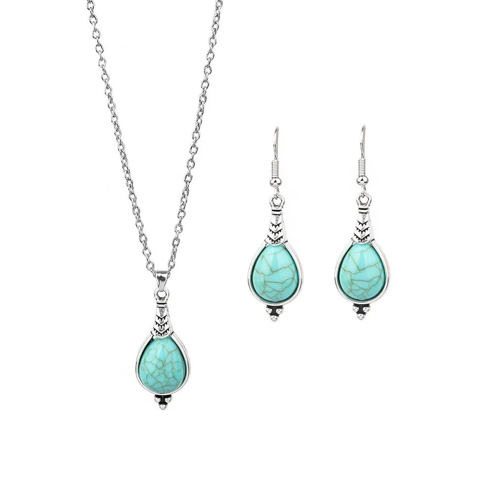 Blue Pendant Jewelry Set  - Timeless Elegance - Flossy Mom