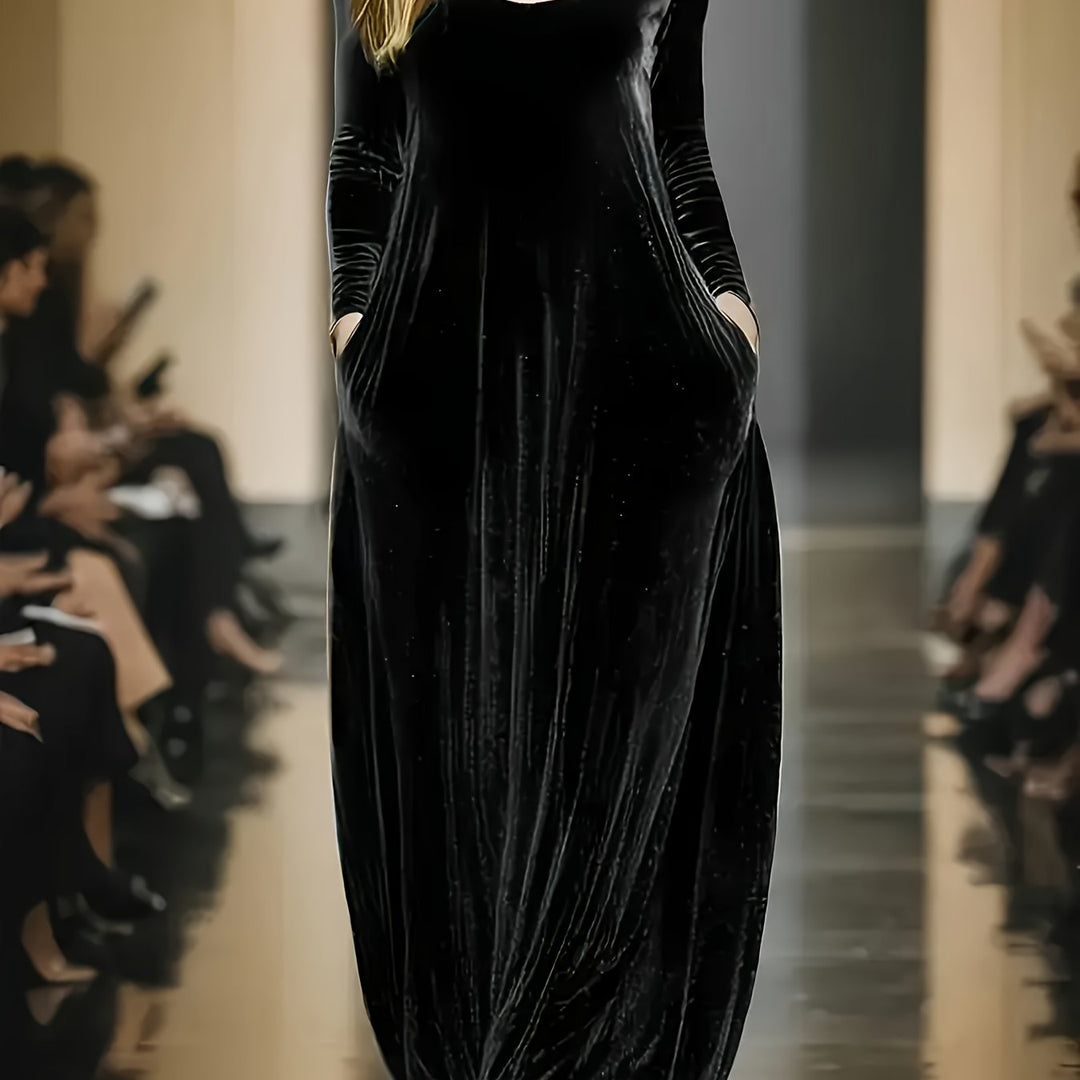 Long Sleeve Velvet Texture Fabric Slim-Fit Dresses - Flossy Mom