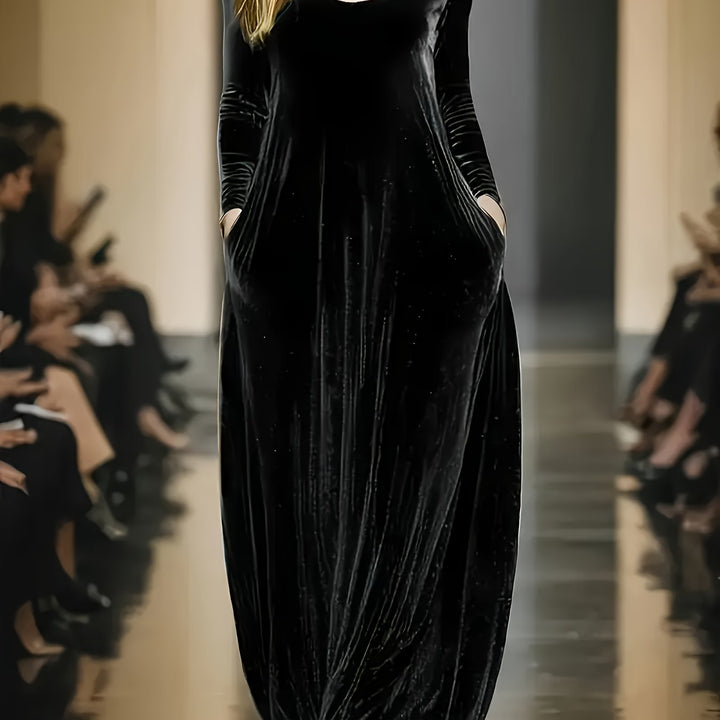 Long Sleeve Velvet Texture Fabric Slim-Fit Dresses - Flossy Mom