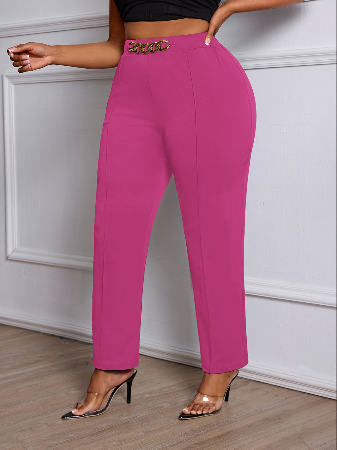All-Day Comfort 💼 Plus Size Straight-Leg Work Pants - Flossy Mom
