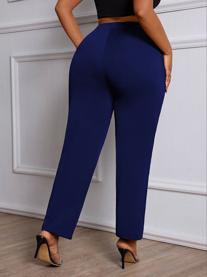 All-Day Comfort 💼 Plus Size Straight-Leg Work Pants - Flossy Mom