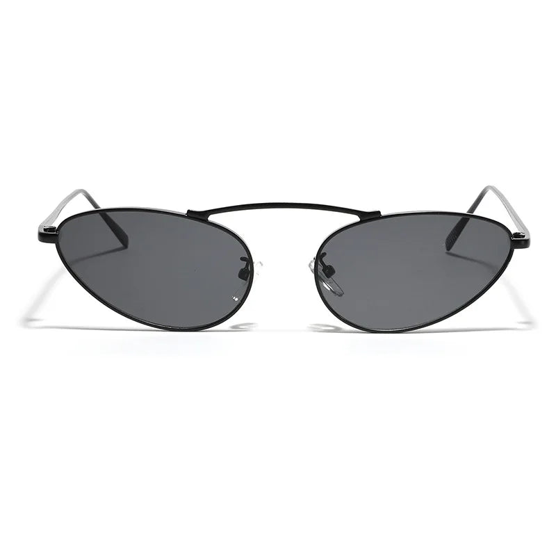 Celebrity Style Small Oval Gradient Alloy Cat Eye Sunglasses