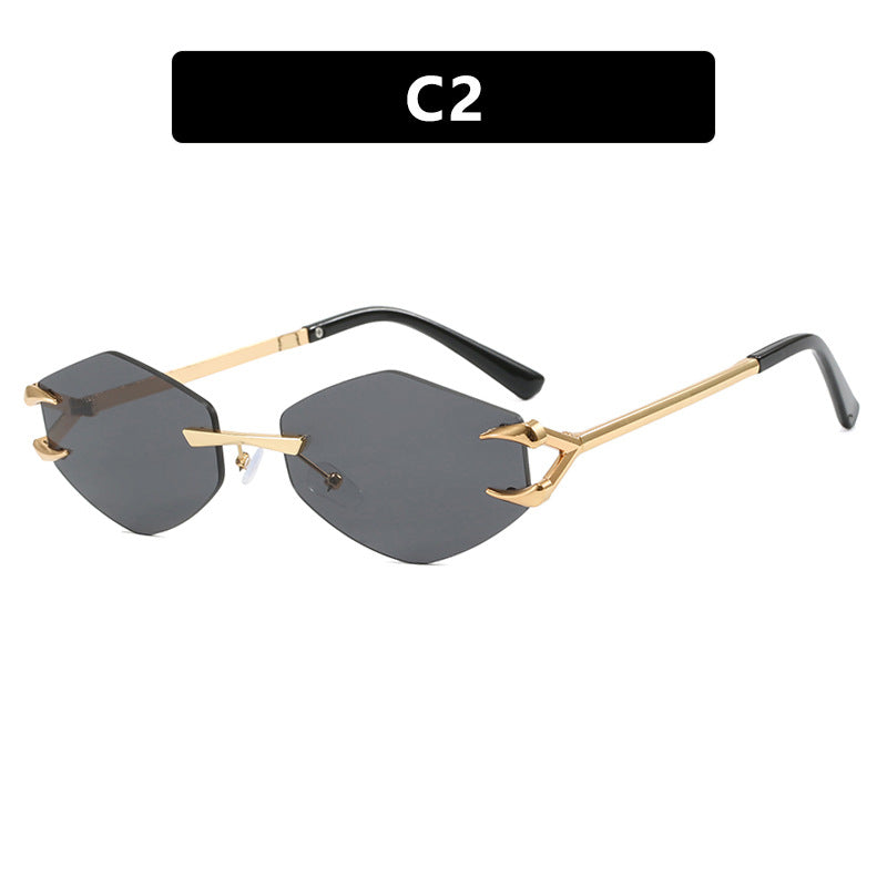 Shady Vibes Frameless Polygon Metal Sunglasses - Flossy Mom