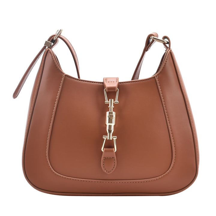 Women's Designer Gold Lock Crossbody Handbag in Brown — Flossy Mom
