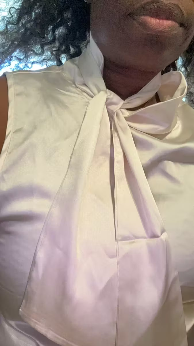 Silky-Like Sleeveless Bow Detail Polished Blouses - Flossy Mom