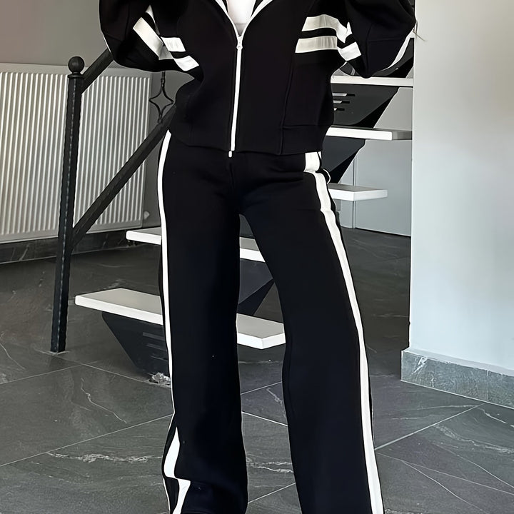 Y2K Soft Comfy Striped Plus Size Tracksuits - Flossy Mom