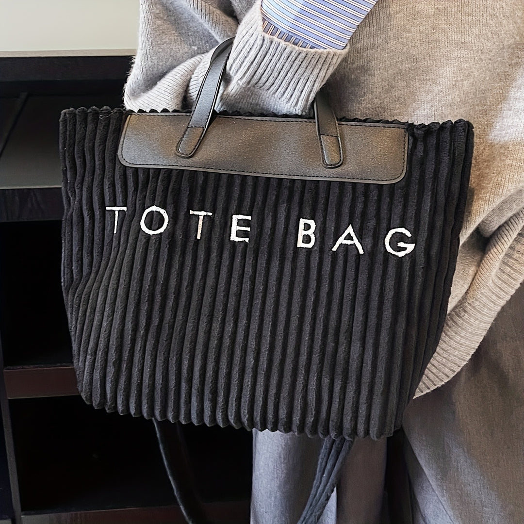 Large Zipper Tote Letter Print Golden Hardware Bags - Flossy Mom