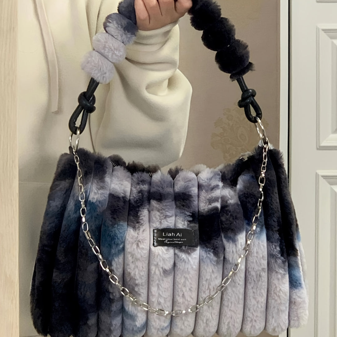 Street-Chic Large Chain-Link Soft Plush Handbags - Flossy Mom