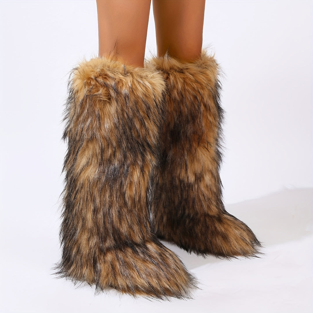 Must-Have Sexy Look Knee-High Faux Fur Women's Boots - Flossy Mom