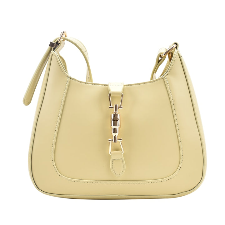 Women's Designer Gold Lock Crossbody Handbag in light yellow — Flossy Mom