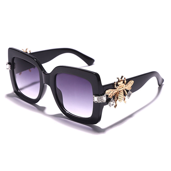 Bee Chic Retro Big Square Frame Diamonds Sunglasses - Flossy Mom