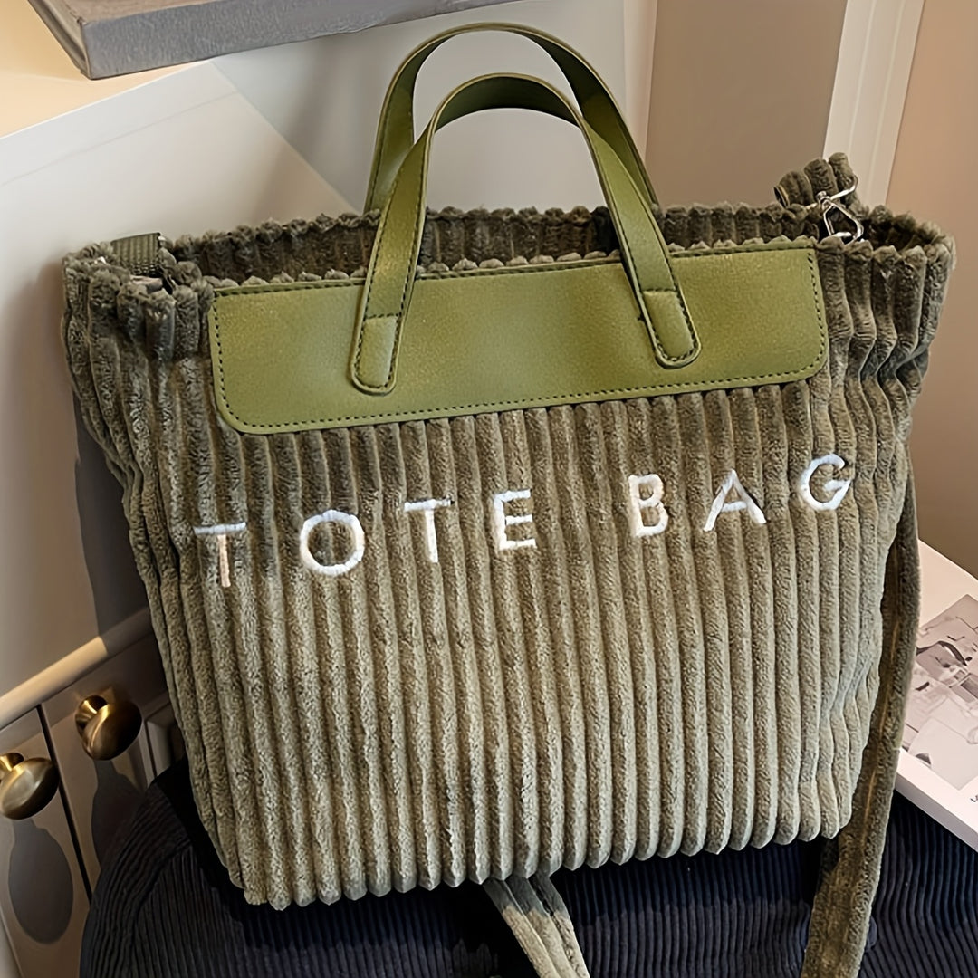 Large Zipper Tote Letter Print Golden Hardware Bags - Flossy Mom