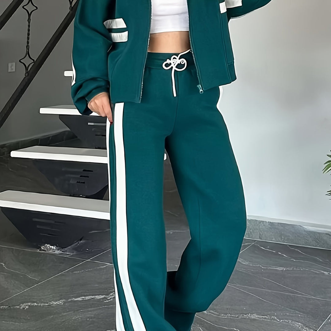 Y2K Soft Comfy Striped Plus Size Tracksuits - Flossy Mom