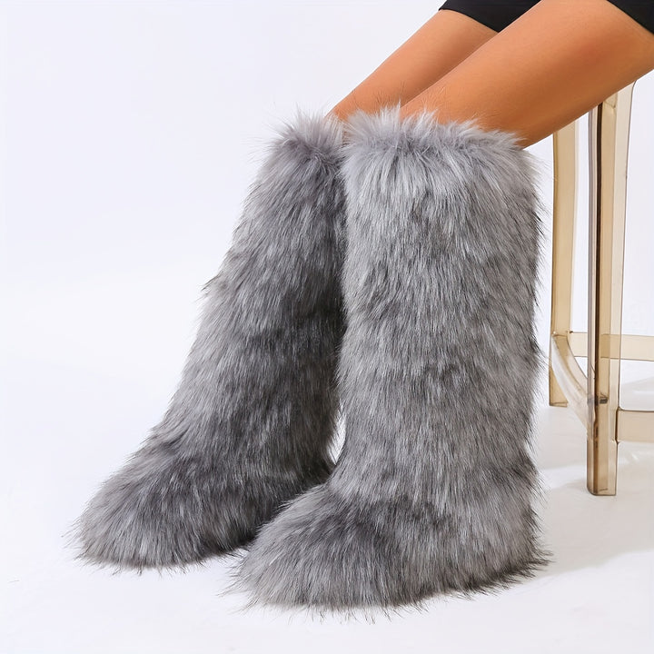 Must-Have Sexy Look Knee-High Faux Fur Women's Boots - Flossy Mom