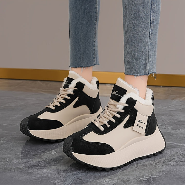 Warm Cozy Cushioned Plush Fur lining High-Top Sneakers - Flossy Mom