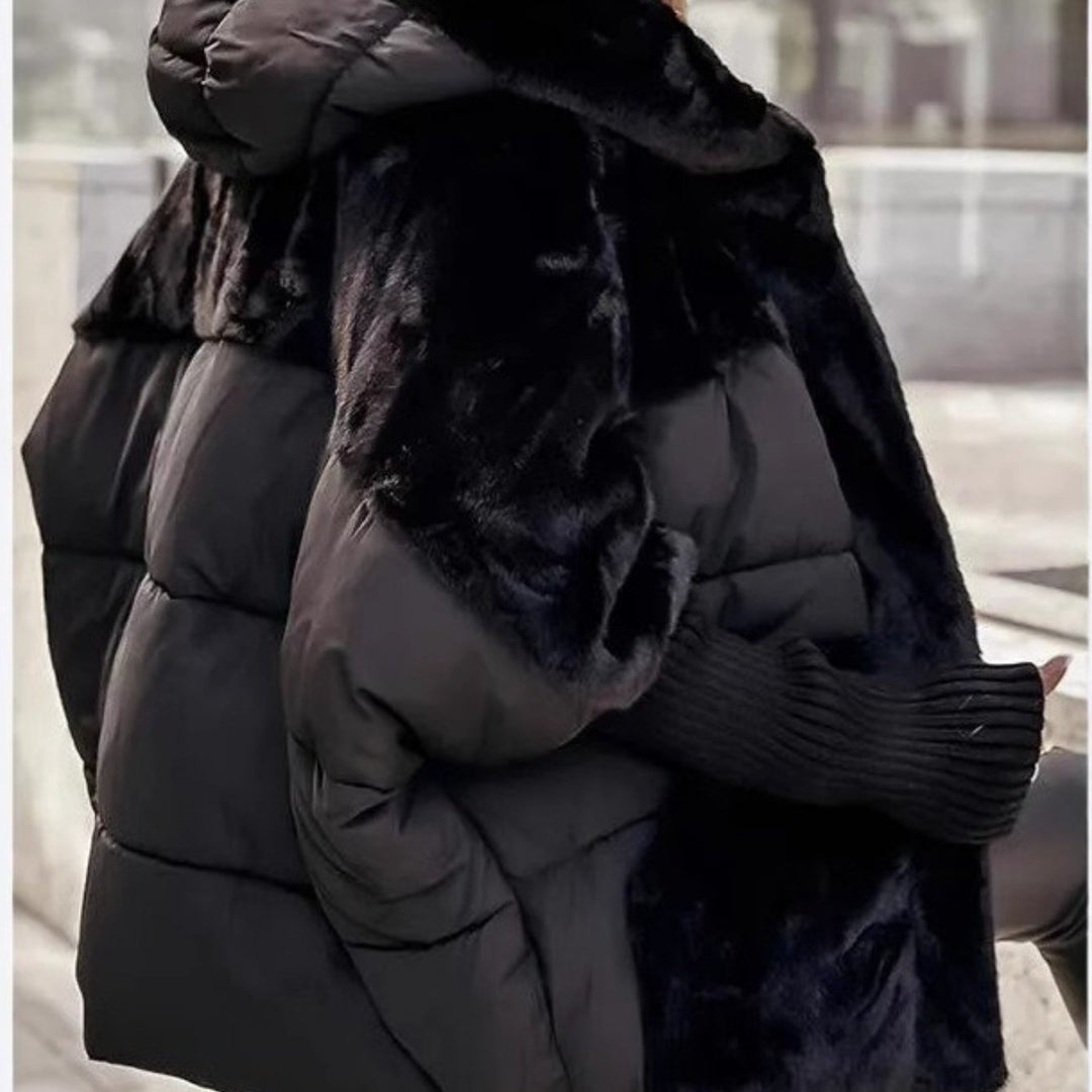 Winter Oversized Women's Coat with Faux Fur Collar - Flossy Mom