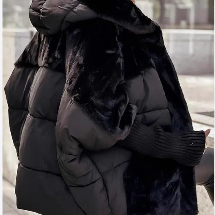 Winter Oversized Women's Coat with Faux Fur Collar - Flossy Mom
