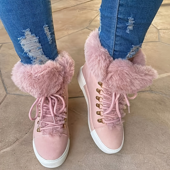 Warm Soft Fur Snow Sneakers - Stylish Comfort - Flossy Mom