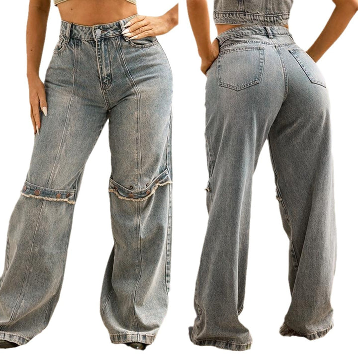 Wide-leg jeans shown from front and back on a white background