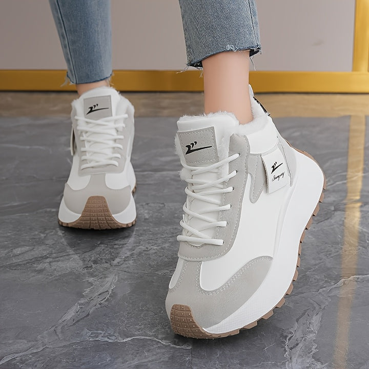 Warm Cozy Cushioned Plush Fur lining High-Top Sneakers - Flossy Mom