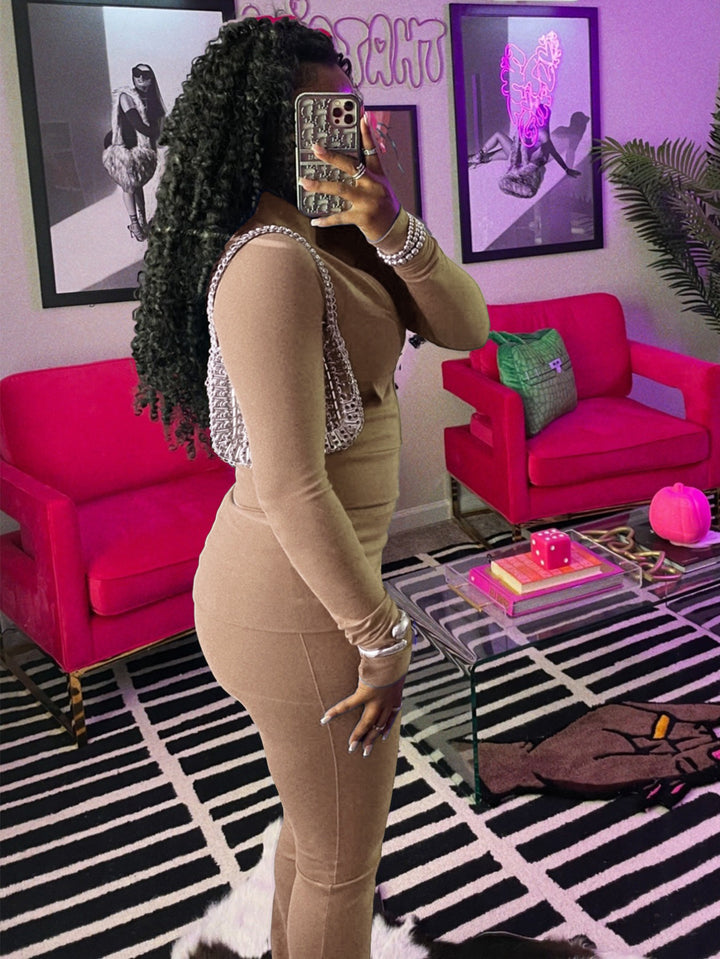 Sleek Velvet-Like Slim Crop Set | Sexy & Confident 💋 - Flossy Mom