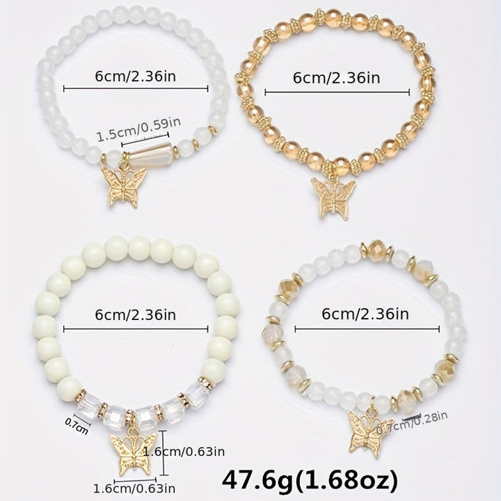 4pcs Multi Layered Butterfly Crystal Beaded Bracelet Gen U Us Products