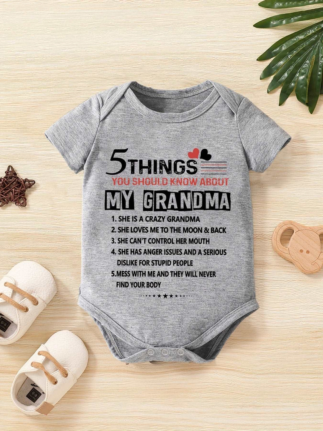 5 Things About My Grandma Print Short-sleeved Triangle Onesie Gen U Us Products