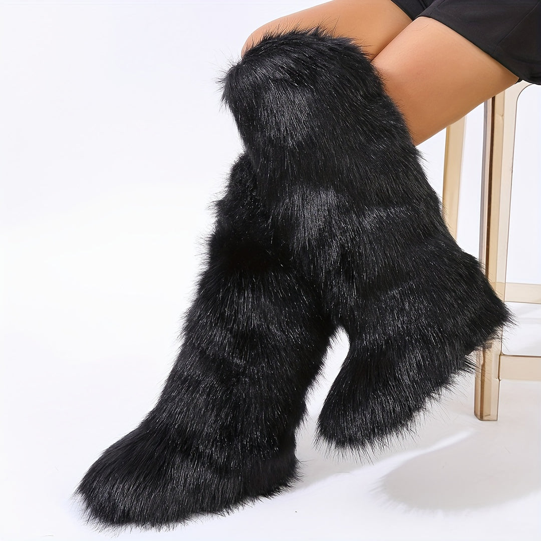 Must-Have Sexy Look Knee-High Faux Fur Women's Boots - Flossy Mom
