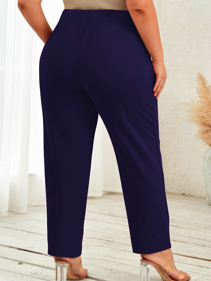 Stretch  Knit Fabric Plus Size Pants 👩‍💼 Office Wear - Flossy Mom