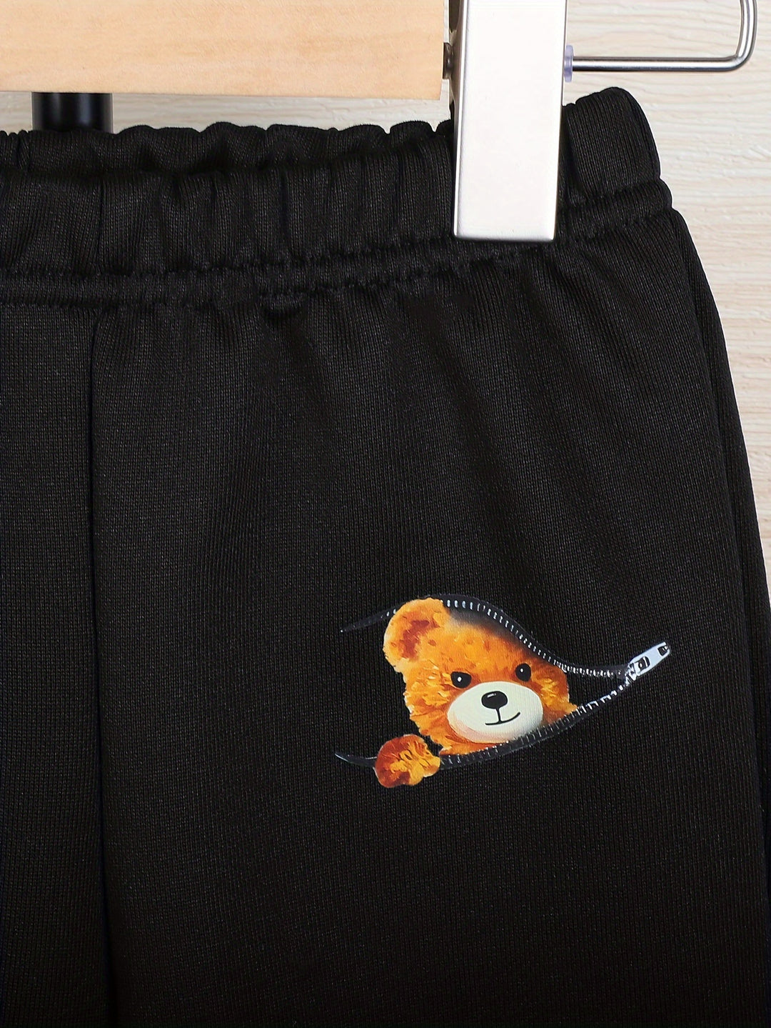 🐻 Cozy Peeking Bear Print Varsity Jacket + Pants - Flossy Mom