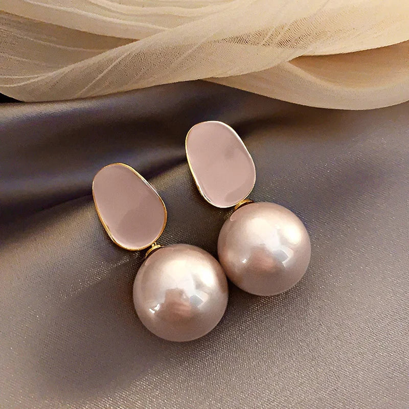 Women's Pearl Drop Earrings - pink