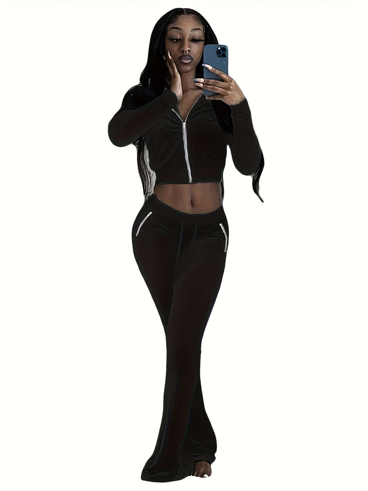 Solid Color Fleece Tracksuits – Sleek & Confident - Flossy Mom