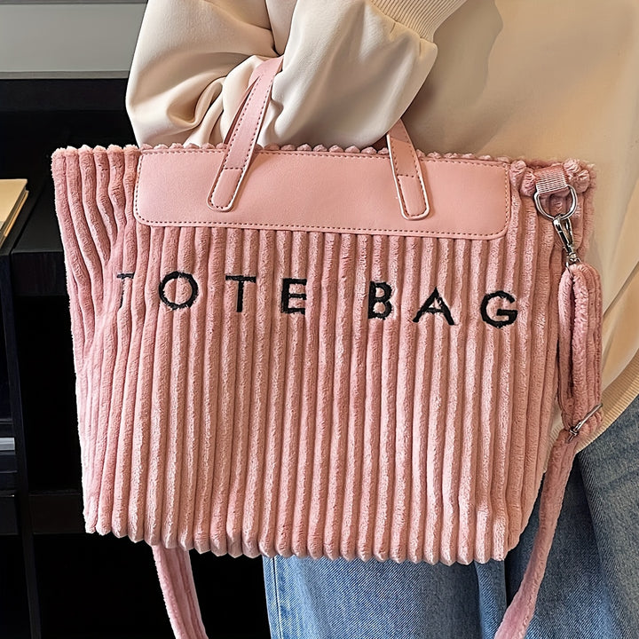 Large Zipper Tote Letter Print Golden Hardware Bags - Flossy Mom