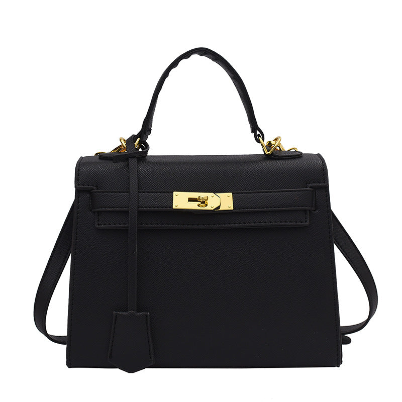 Women's Designer Faux Leather Kelly Handbag In large Black— Retro Luxury Crossbody Bag | Flossy Mom