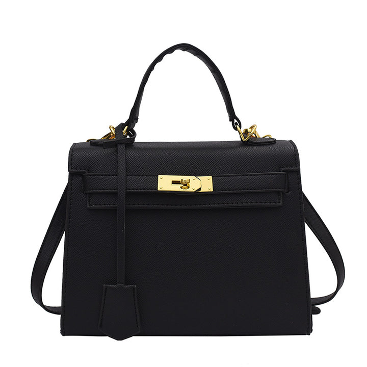 Women's Designer Faux Leather Kelly Handbag In large Black— Retro Luxury Crossbody Bag | Flossy Mom