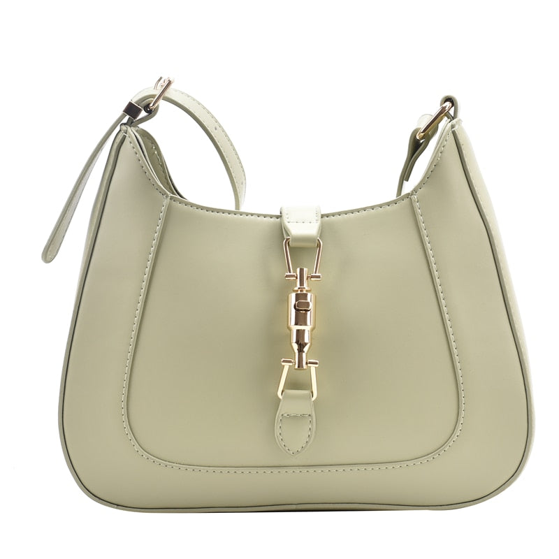 Women's Designer Gold Lock Crossbody Handbag in green— Flossy Mom