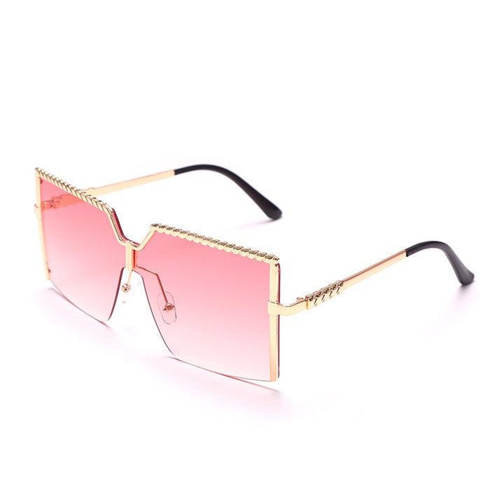 Oversized Square Sunglasses 💋 Retro Frameless - Flossy Mom