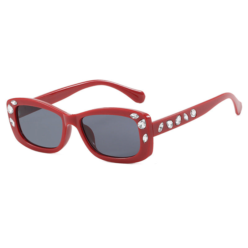 High-End Square Frame Diamond Inlaid Sunglasses - Flossy Mom