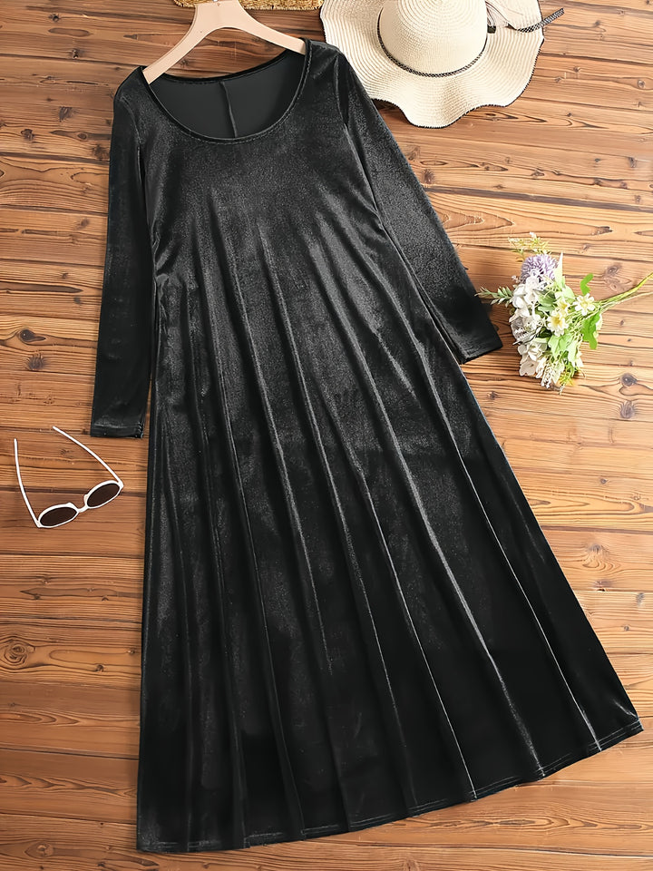 Long Sleeve Velvet Texture Fabric Slim-Fit Dresses - Flossy Mom