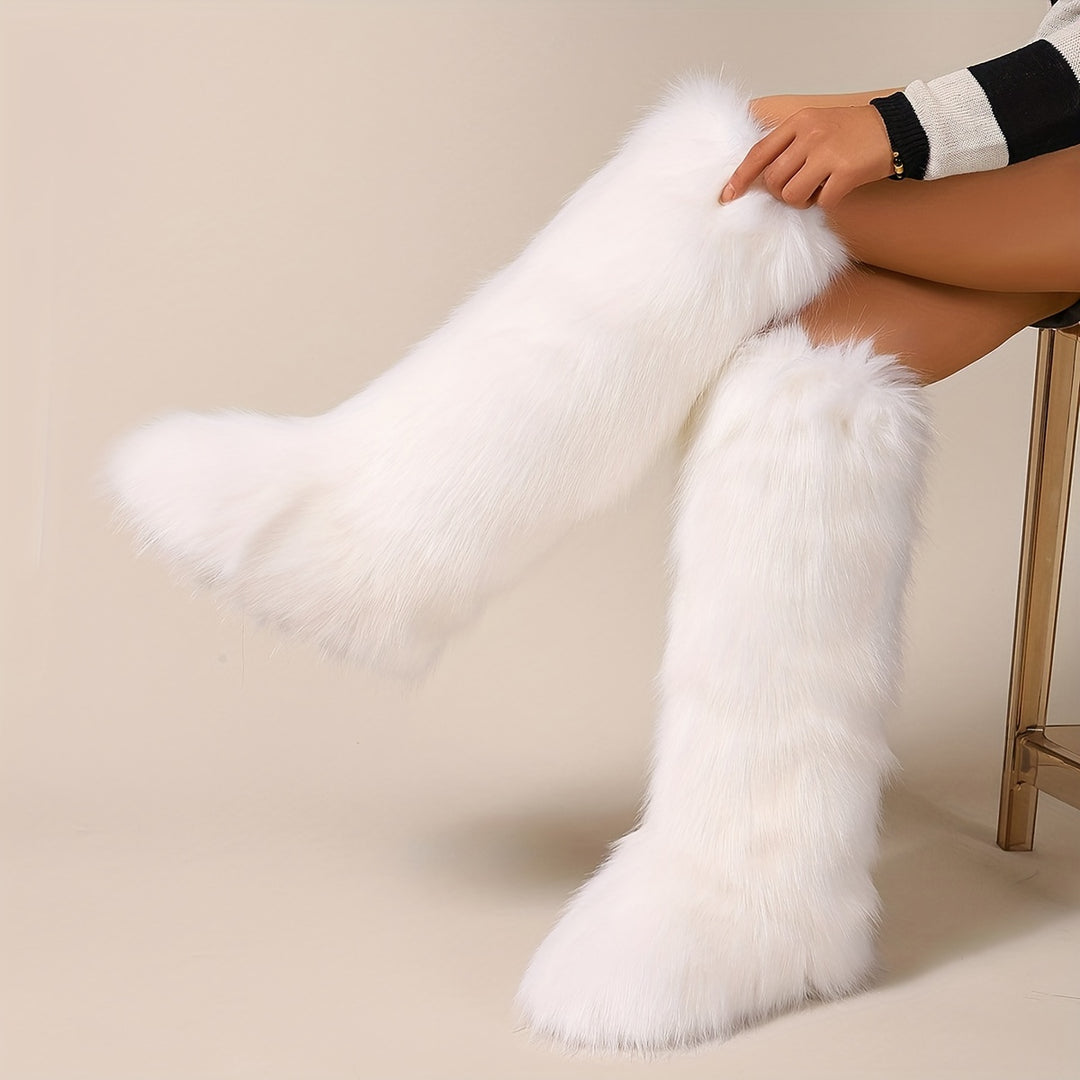 Must-Have Sexy Look Knee-High Faux Fur Women's Boots - Flossy Mom