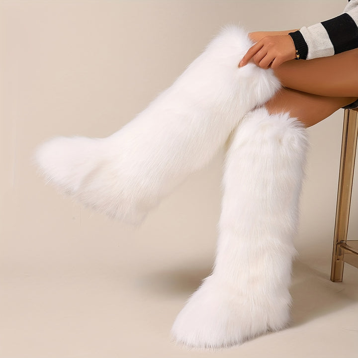Must-Have Sexy Look Knee-High Faux Fur Women's Boots - Flossy Mom