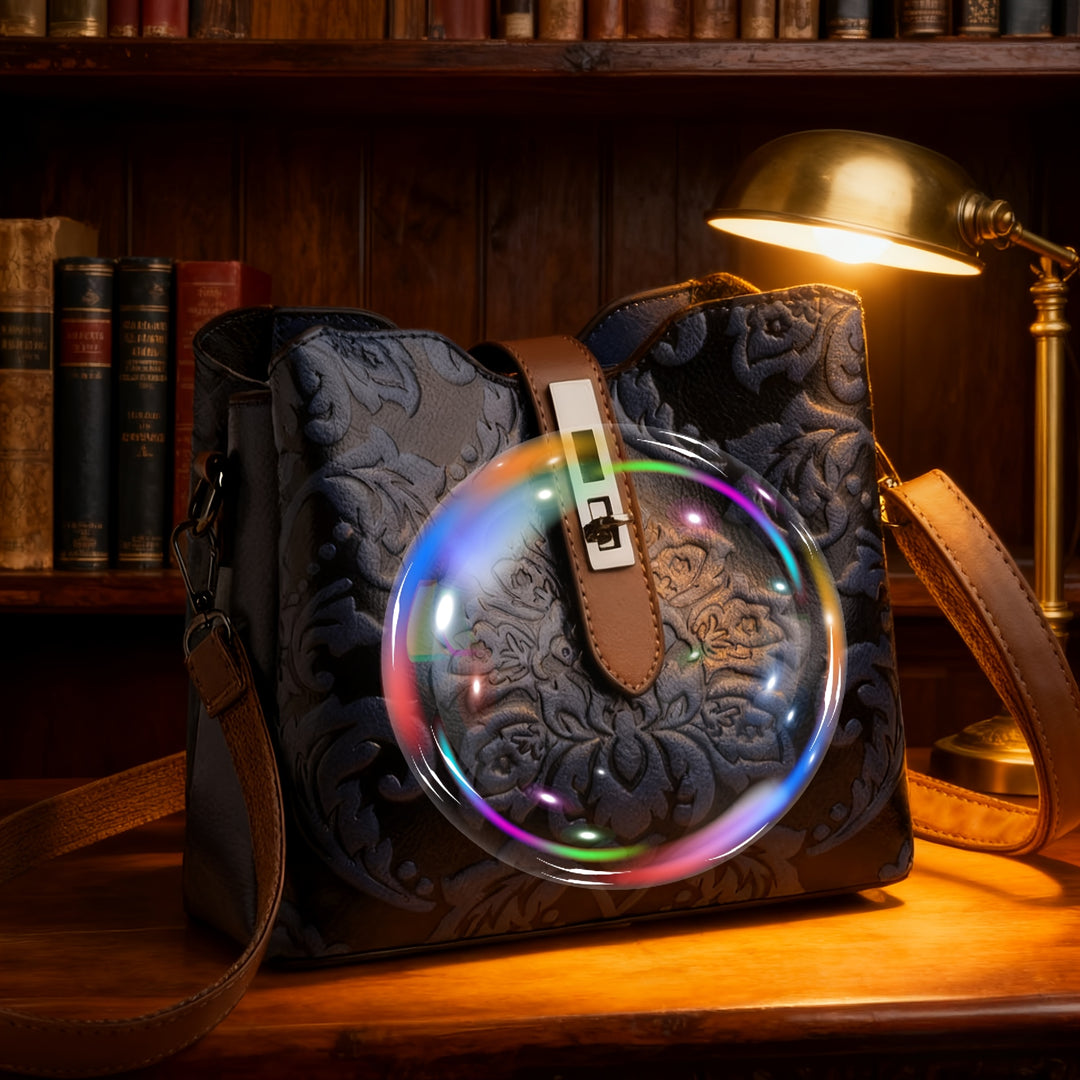 Glam Floral Print Handle Strap PU Leather Handbags - Flossy Mom