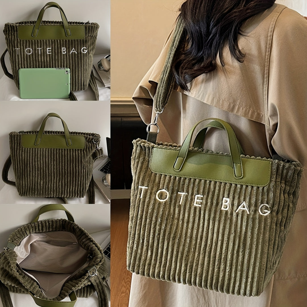 Large Zipper Tote Letter Print Golden Hardware Bags - Flossy Mom