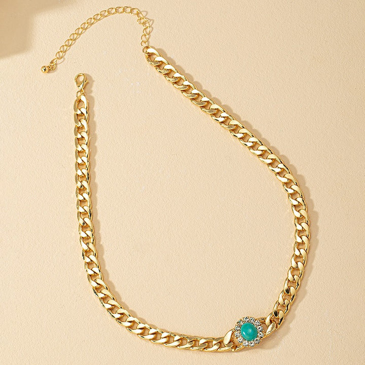 **Diamonds** **Turquoise** Thick Chain **Women's** **Necklace**